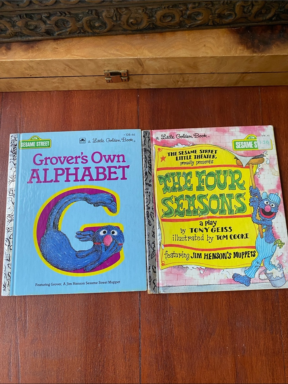 Set two Vintage Sesame Street Golden Books 1970s Grover’s Alphabet Four Seasons
